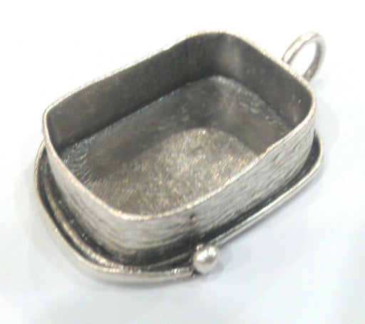 Silver Pendant Blank Silver Plated Brass Bezel Settings Mountings , Findings  (25x18mm)  G12927