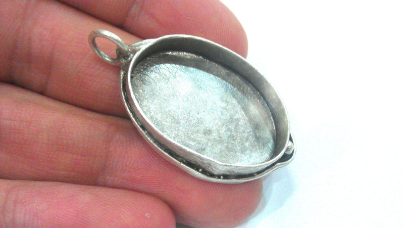 5 Pcs  Antique Silver Plated Brass Bezel Settings , (30x22 mm) Mountings , Findings  G12149