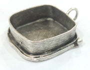 Silver Pendant Blank Base Setting Necklace Blank Mountings Oxidized Silver Plated Brass  (22 mm)   G13951