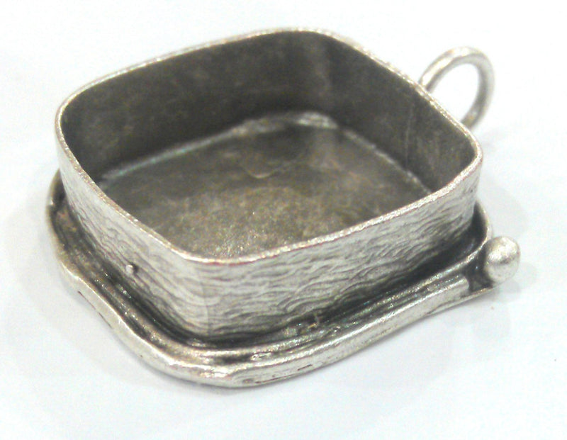 Silver Pendant Blank Base Setting Necklace Blank Mountings Oxidized Silver Plated Brass  (22 mm)   G13951