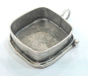 Silver Pendant Blank Base Setting Necklace Blank Mountings Oxidized Silver Plated Brass  (22 mm)   G13951