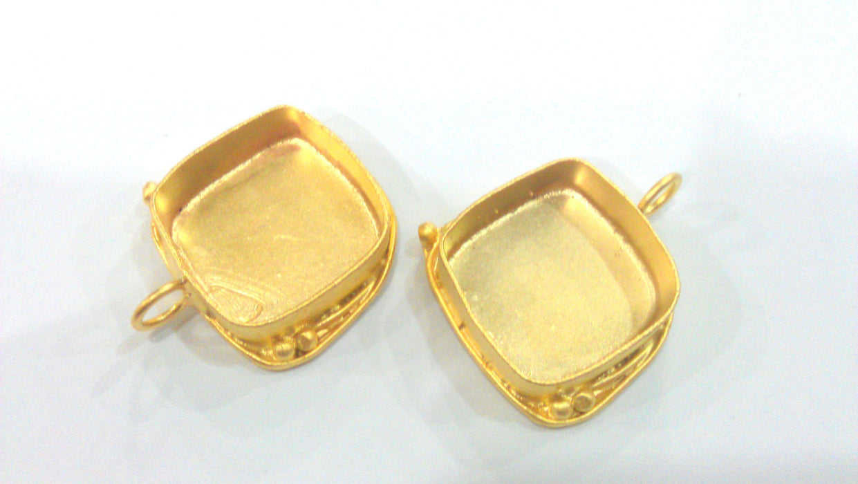 Gold Pendant Blank Gold Plated Brass Bezel Settings , Mountings , Findings 22 mm   G1596