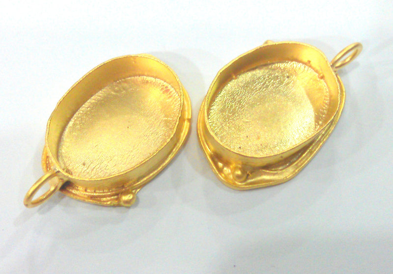 Gold Pendant Blank Base Setting Necklace Blank Mountings  25x18 mm Gold Plated Brass  , Findings G21839
