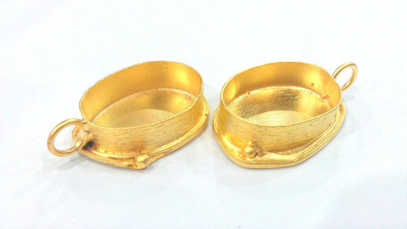 Gold Pendant Blank Base Setting Necklace Blank Mountings  25x18 mm Gold Plated Brass  , Findings G21839