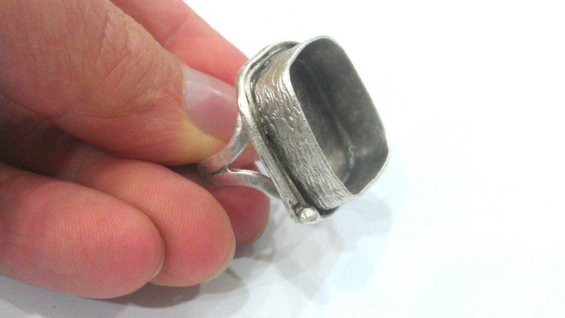 Silver Ring Blank Bezel Settings Cabochon Base Mountings Adjustable  (22mm Blank) , Bezel Settings,Cabochon Base,Mountings  G12928