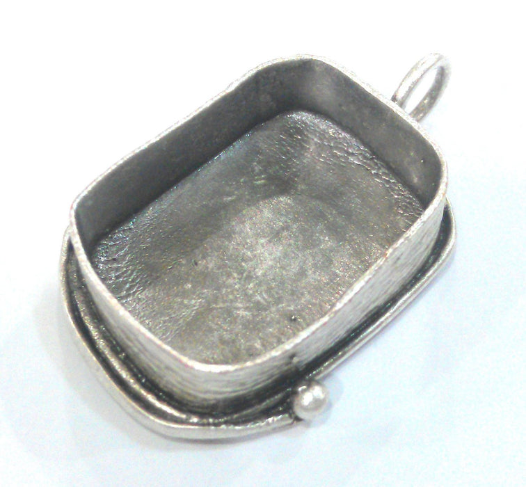 Silver Pendant Blank Silver Plated Brass Bezel Settings Mountings , Findings  (25x18mm)  G12927