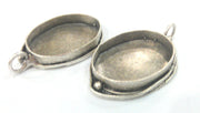 5 Pcs  Antique Silver Plated Brass Bezel Settings , (30x22 mm) Mountings , Findings  G12149