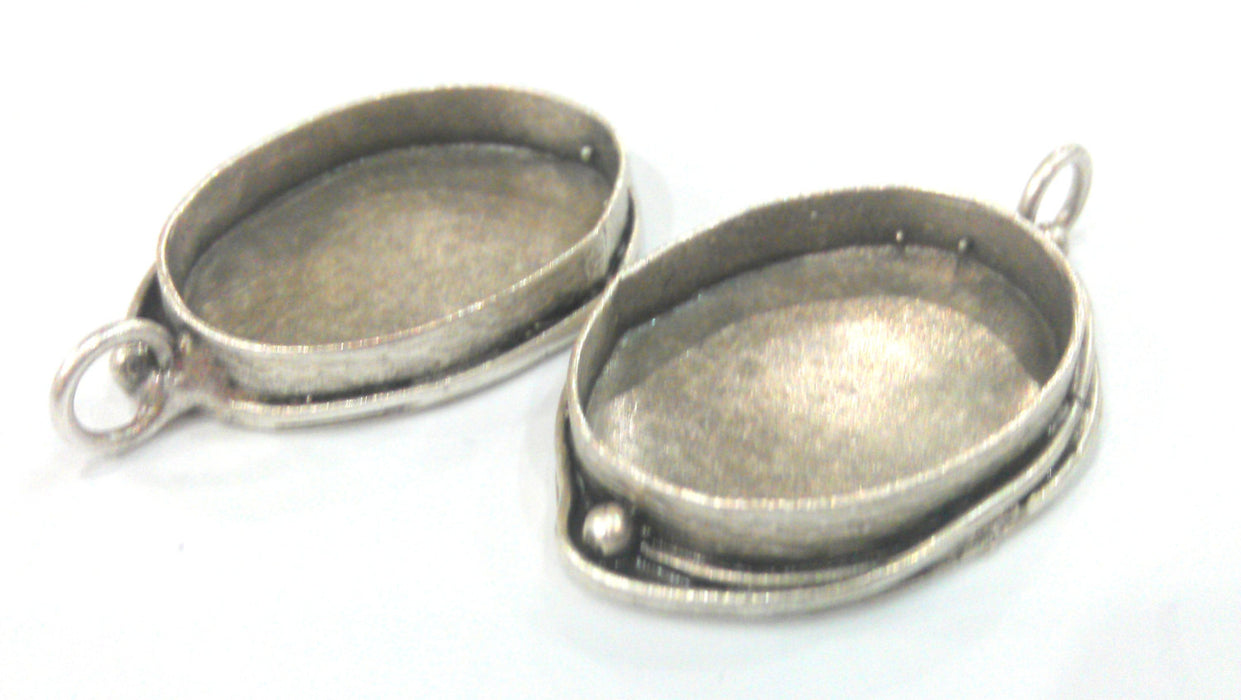 1 Pc (30x22 mm)  Antique Silver Plated Brass Bezel Settings , Mountings , Findings  G12149