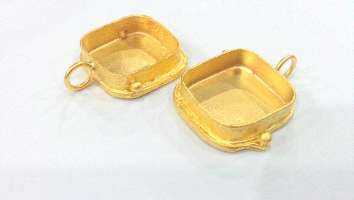 1 Pc (22 mm)  Gold Plated Brass Bezel Settings , Mountings , Findings  G1594