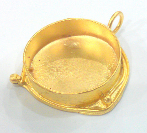 25 mm  Gold Plated Brass Bezel Settings , Mountings , Findings  G1595