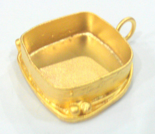 Gold Pendant Blank Gold Plated Brass Bezel Settings , Mountings , Findings 22 mm   G1596