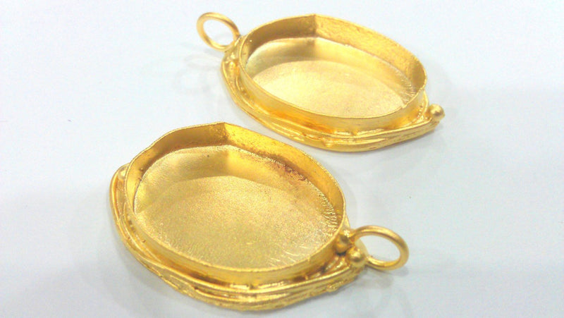 30x22 mm   Bezel Settings , Mountings , Gold Plated Brass G1598
