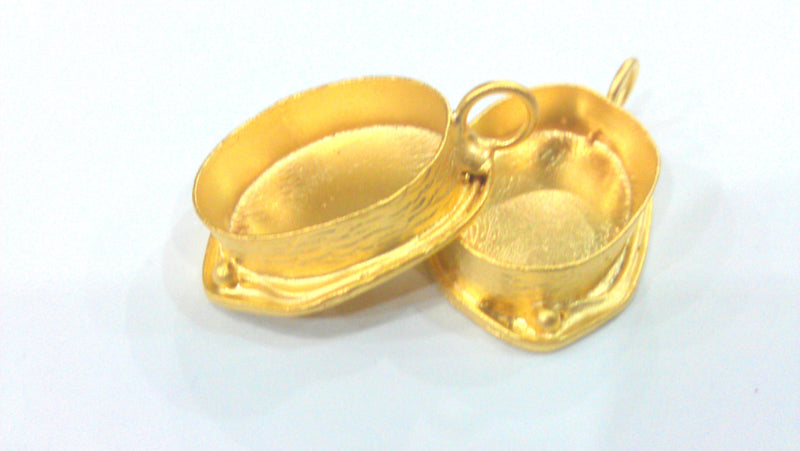 Gold Pendant Blank Base Setting Necklace Blank Mountings  25x18 mm Gold Plated Brass  , Findings G21839