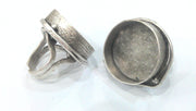 Antique Silver Plated Brass Round Ring , (24 mm Blank)  Bezel Settings,Cabochon Base,Mountings  G9637