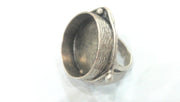 Antique Silver Plated Brass Round Ring , (24 mm Blank)  Bezel Settings,Cabochon Base,Mountings  G9637