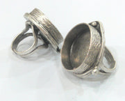 Antique Silver Plated Brass Round Ring , (24 mm Blank)  Bezel Settings,Cabochon Base,Mountings  G9637