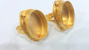 Ring Settings Cabochon Base,Mountings  Gold Plated Brass (25x18 mm Blank)  G10783