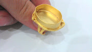 Ring Settings Cabochon Base,Mountings  Gold Plated Brass (25x18 mm Blank)  G10783