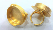 Adjustable Ring  Blank (25 mm Blank)  Settings, Cabochon Base,Mountings Gold Plated Brass G1603