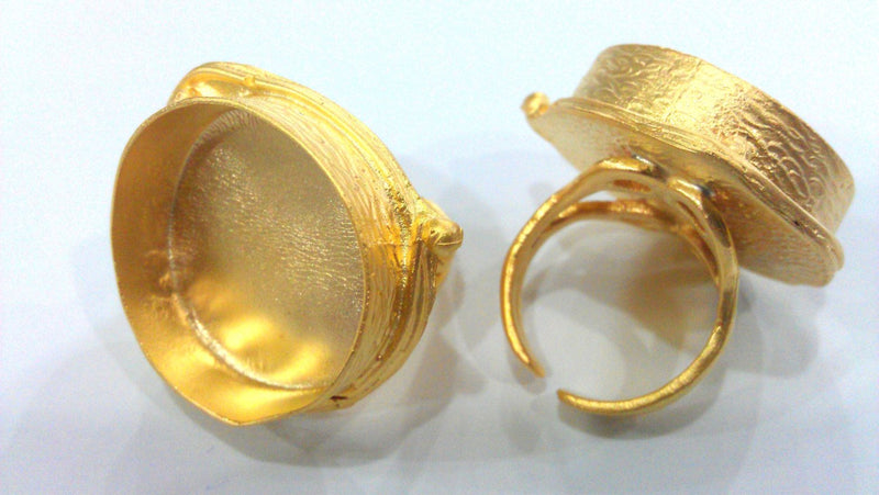 Adjustable Ring  Blank (25 mm Blank)  Settings, Cabochon Base,Mountings Gold Plated Brass G1603