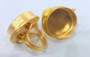 Adjustable Ring  Blank (25 mm Blank)  Settings, Cabochon Base,Mountings Gold Plated Brass G1603