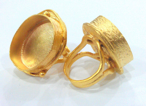 Ring Settings Cabochon Base,Mountings  Gold Plated Brass (25x18 mm Blank)  G10783