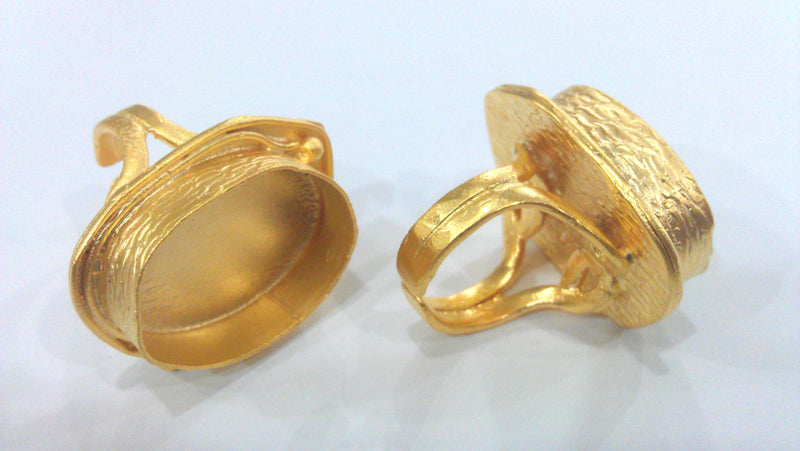 Ring Settings Cabochon Base,Mountings  Gold Plated Brass (25x18 mm Blank)  G10783