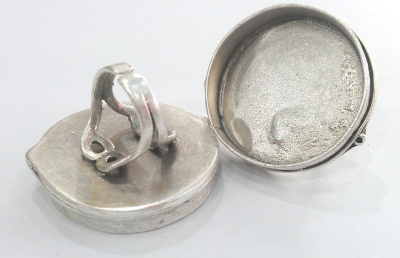 Silver Ring Blank Base Bezel Settings  Cabochon Base Mountings Adjustable  Antique Silver Plated Brass  (35 mm Blank)  G12194