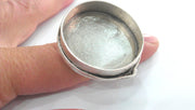 Silver Ring Blank Base Bezel Settings  Cabochon Base Mountings Adjustable  Antique Silver Plated Brass  (35 mm Blank)  G12194