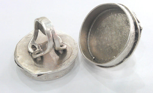 Adjustable Ring Blank (30mm Blank), Antique Silver Plated Brass  G14364