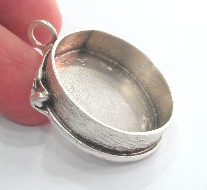 Silver Pendant Blank inlay Blank Silver Plated Brass Bezel Settings Mountings (30 mm)   G10245