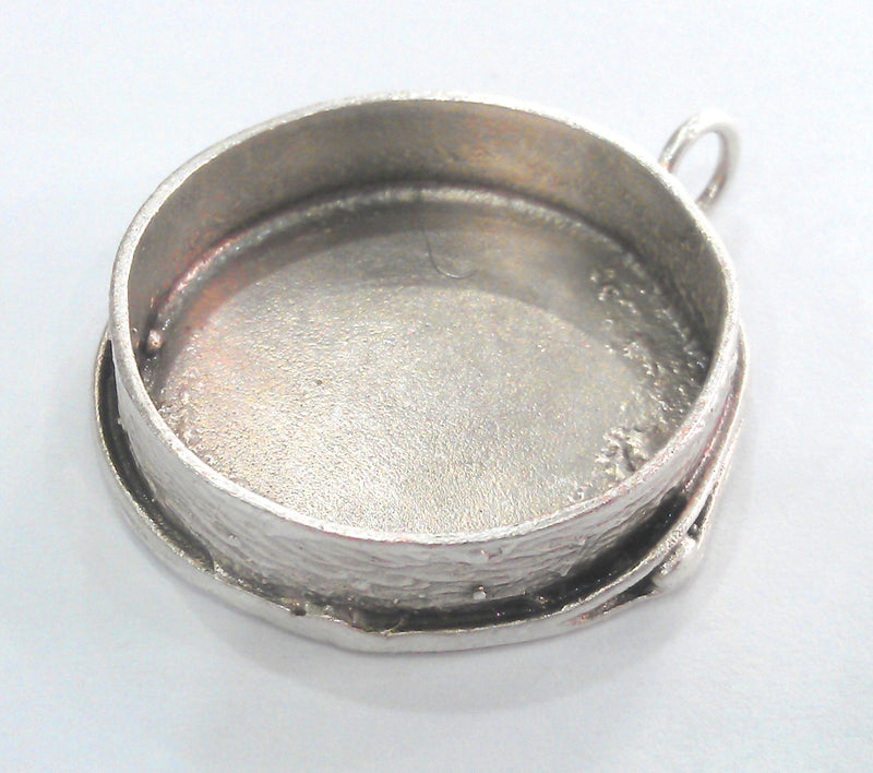 Silver Pendant Blank inlay Blank Silver Plated Brass Bezel Settings Mountings (30 mm)   G10245