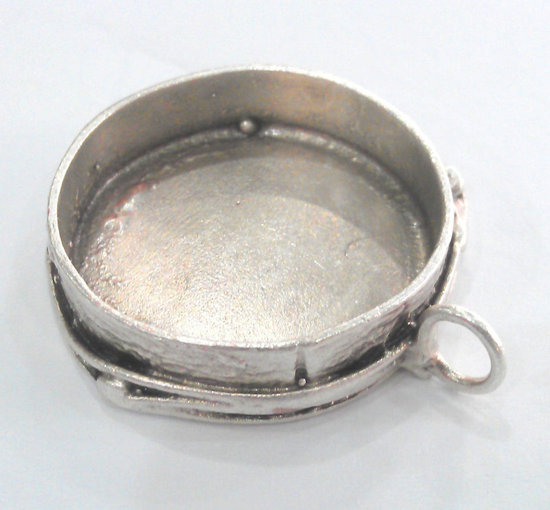 Silver Pendant Blank inlay Blank Silver Plated Brass Bezel Settings Mountings (30 mm)   G10245