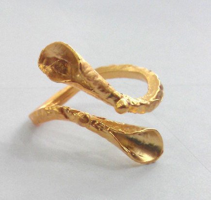 Adjustable Ring Blank (6mm Drop Blank) , Gold Plated  Brass  G11495