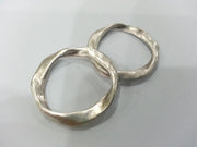 4 Silver Circle Connector Antique Silver Plated Connector  (28 mm)  G10699