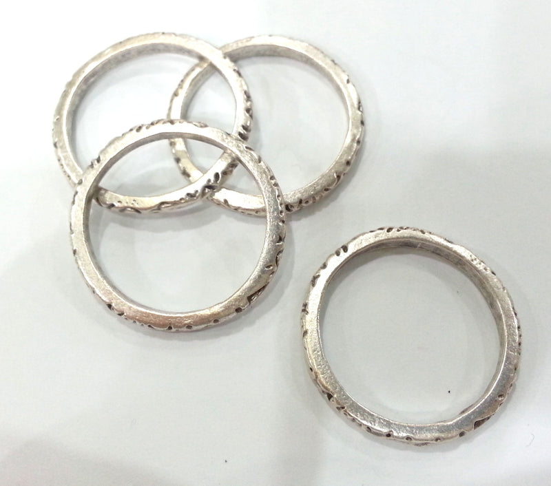 4 Silver Circle Connector (30 mm) Antique Silver Plated Ring Connector  G11213