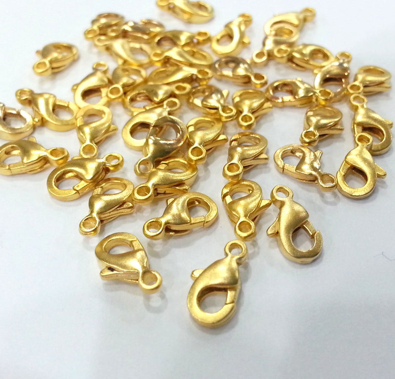 10 Pcs. (10x6 mm) Lobster Clasps  Findings , Gold Plated Metal  G9822