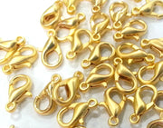 10 Gold Plated Lobster Clasps , Findings (10x6 mm)  G9822