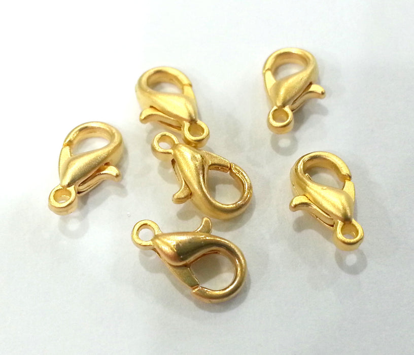 10 Gold Plated Lobster Clasps , Findings (10x6 mm)  G9822