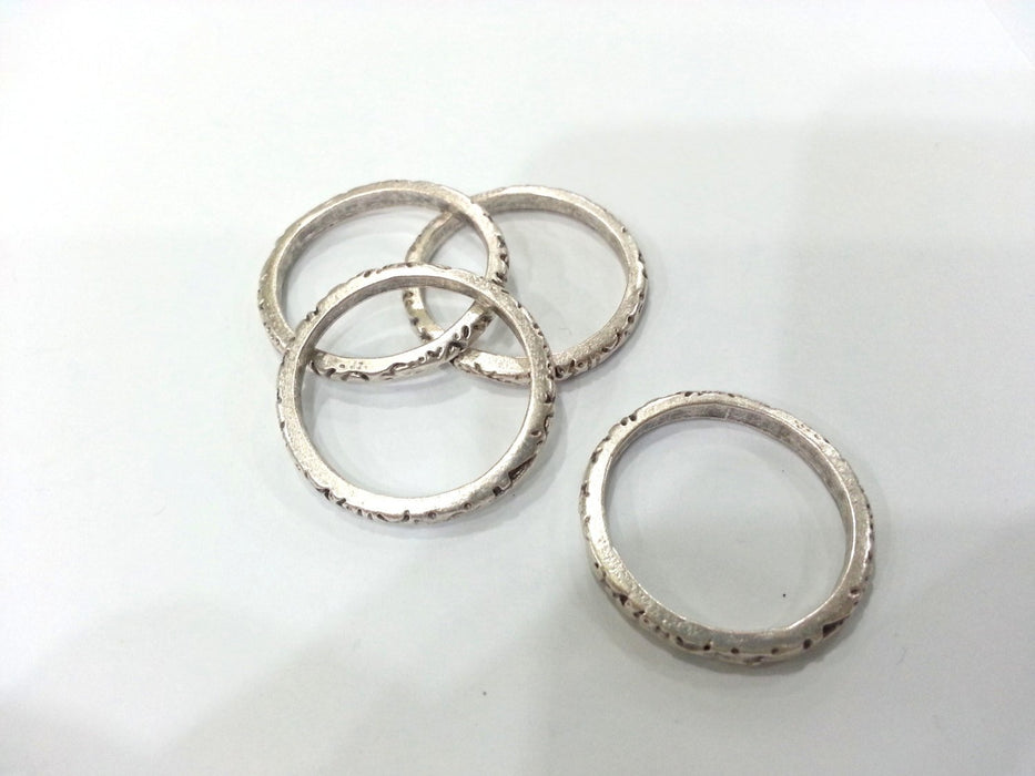 4 Antique Silver Plated Metal Ring Connector  , Pendant 4 Pcs. (30 mm)  G11213