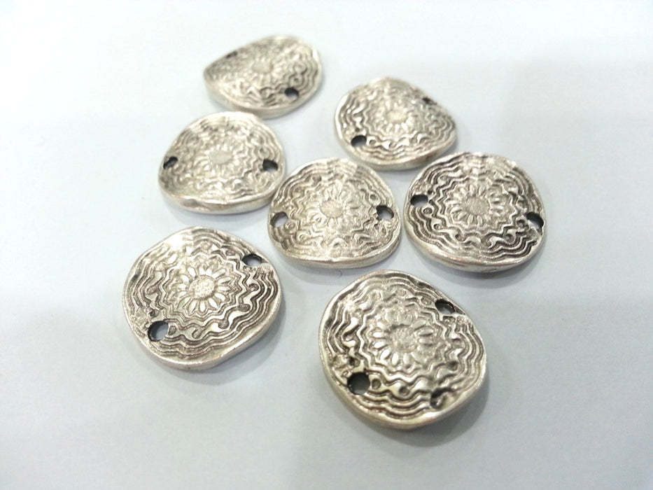 10 Pcs. (15x15mm)  Antique Silver Plated Metal  Connector  with two holes, Pendant G10950