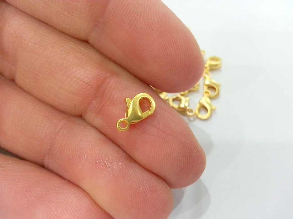 10 Pcs. (10x6 mm) Lobster Clasps  Findings , Gold Plated Metal  G9822
