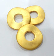 2 Pcs. (24 mm) Gold Plated Metal  Round , Findings G1997