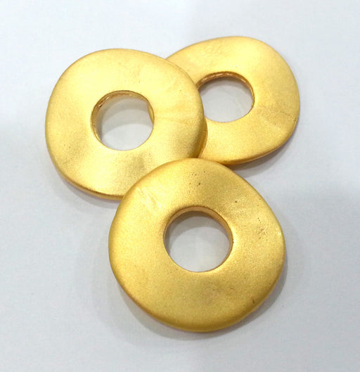 2 Pcs. (24 mm) Gold Plated Metal  Round , Findings G1997