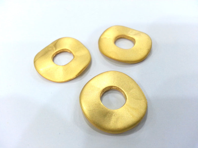2 Pcs. (24 mm) Gold Plated Metal  Round , Findings G1997