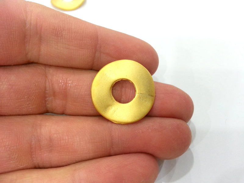 2 Pcs. (24 mm) Gold Plated Metal  Round , Findings G1997