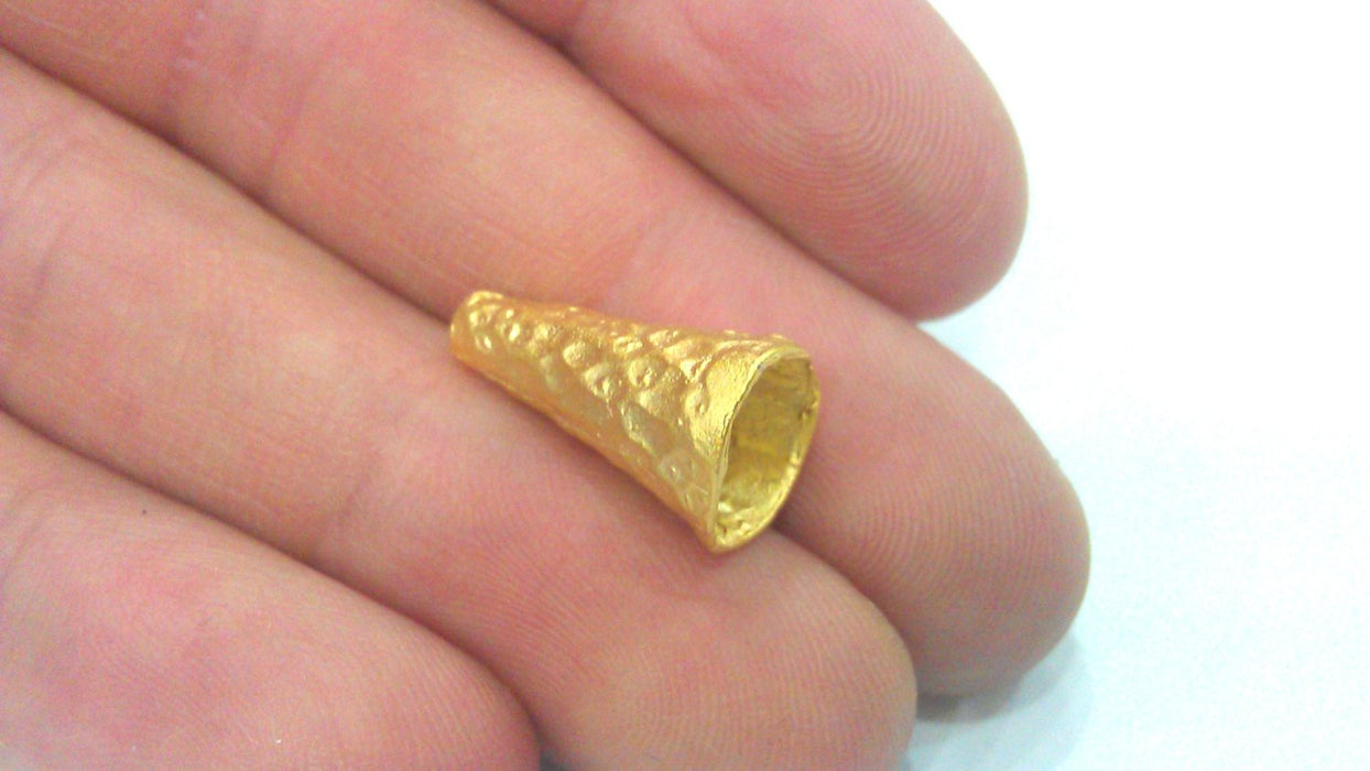 10 Gold Plated Brass Cone  Findings 10 Pcs (18x10 mm)  G13676