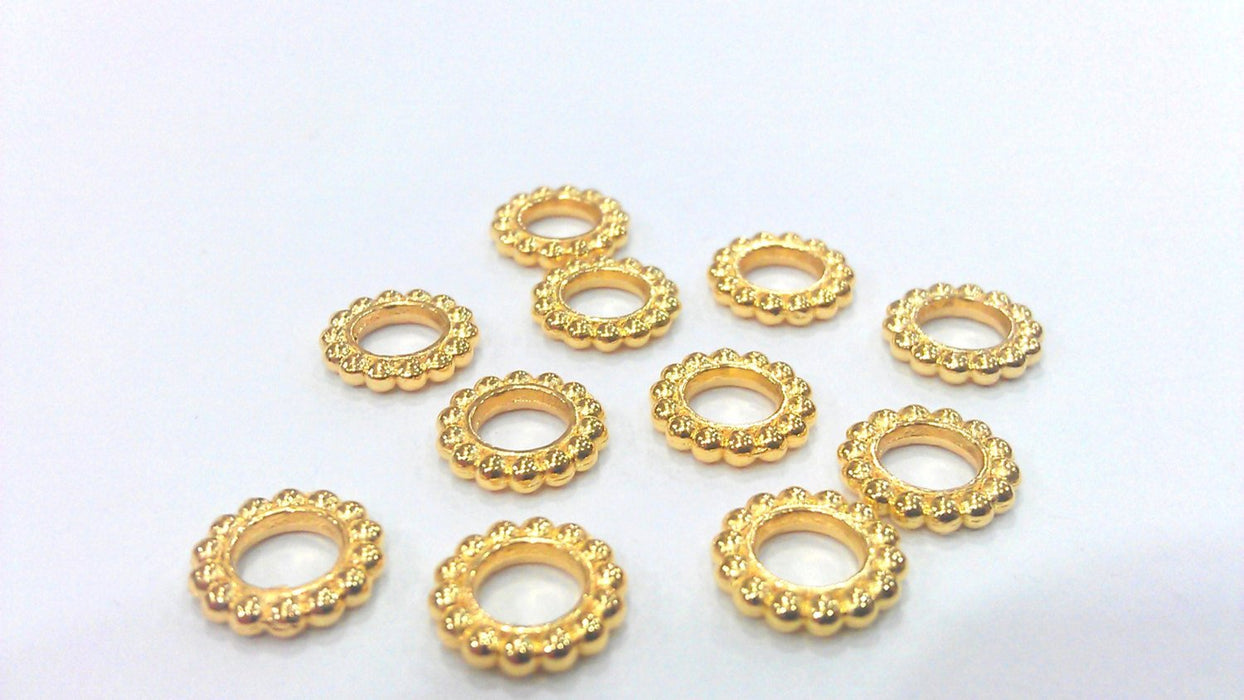 10 Pcs (10 mm) Gold Plated Metal Round , Findings G2012