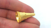 2 Gold Cone Gold Plated Brass Cones , Findings (29x17 mm) G12801