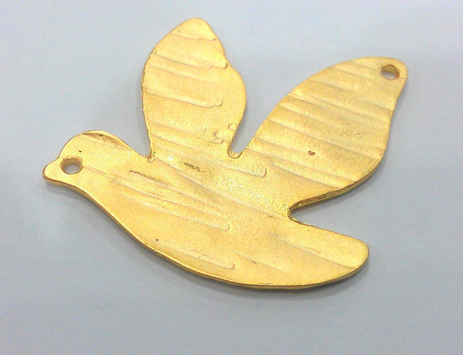 2 Dove Charms Bird Charms Matt Gold Plated Charms (35 mm.)  G2014